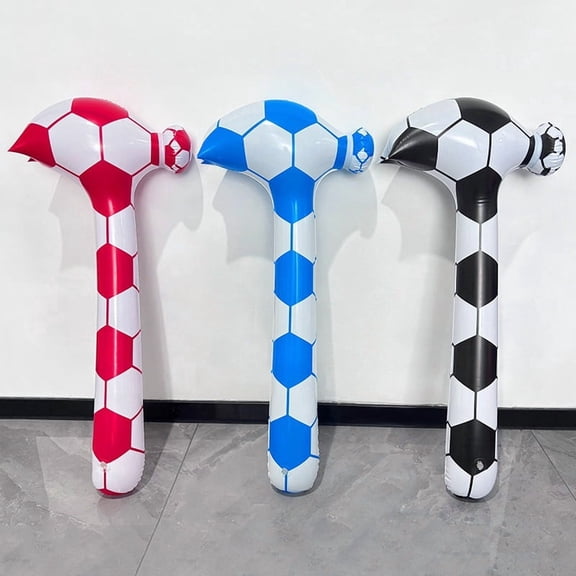 Inflatable Soccer Hammer 5-Pack for Party Games & Outdoor Fun - 2 Black, 2 White, 1 Blue