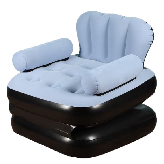 Dibrgreat Inflatable Couch,Inflatable Sofa Bed with Pump, Waterproof Flocked PVC,Camping Travel Guest Room,Blue,80x90x87cm Foldable Indoor Outdoor