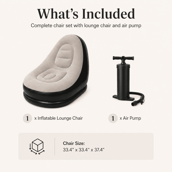 Inflatable Sofa Chair for Adults, Portable Camping Couch and Outdoor Lounger for Backyard, Patio, Beach, Poolside, Lawn, Picnic, Garden, Festival, Road Trips and Vacation Relaxation
