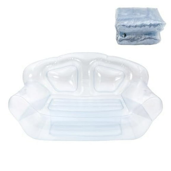 Inflatable Sofa Seat, Portable Double Person Blow UP Chairs Inflatable Couch Air Couch 396-440lbs Capacity for Camping Outdoor Beach Room (Clear)