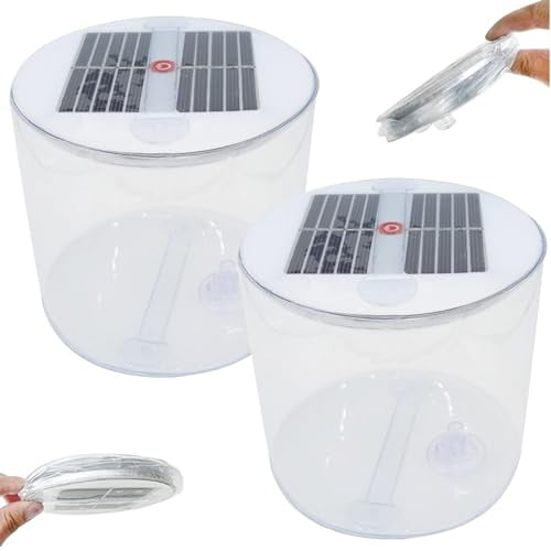 Inflatable Solar Lantern,2PCS Waterproof Solar Camping Lantern with White LEDs,Portable Foldable Solar Lamp with Handle for Camping,Hiking,Travel,Backpacking,Emergency,Outdoor Camping Light