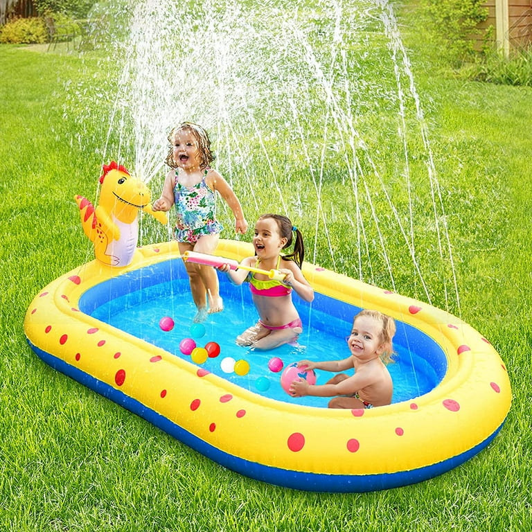 Inflatable Sprinkler Pool for Kids 3 in 1 Baby Pool Outdoor Splash Pad for  Toddlers Fun Water Toys for Babies Children Boys Girls Backyard