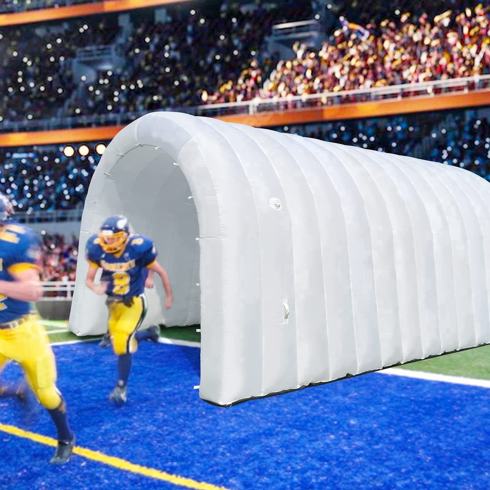 Inflatable Sports Tunnel Arch with Blower 16x10x10ft White Event Entrance for Shops Schools & Supermarkets
