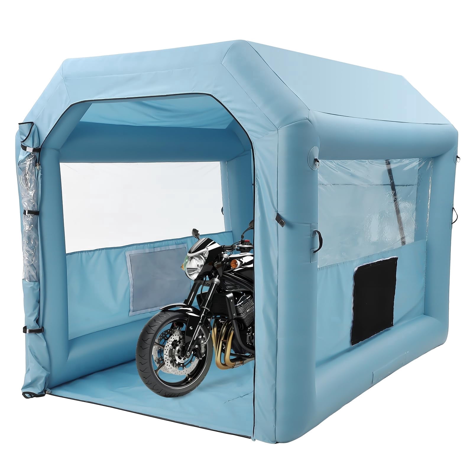 Volkmi Inflatable Spray Paint Tent, Blue Portable Spray Shelter with 3-Layer HEPA Filtration & High-Speed Blower for Garage, Workshop, Car & Furniture