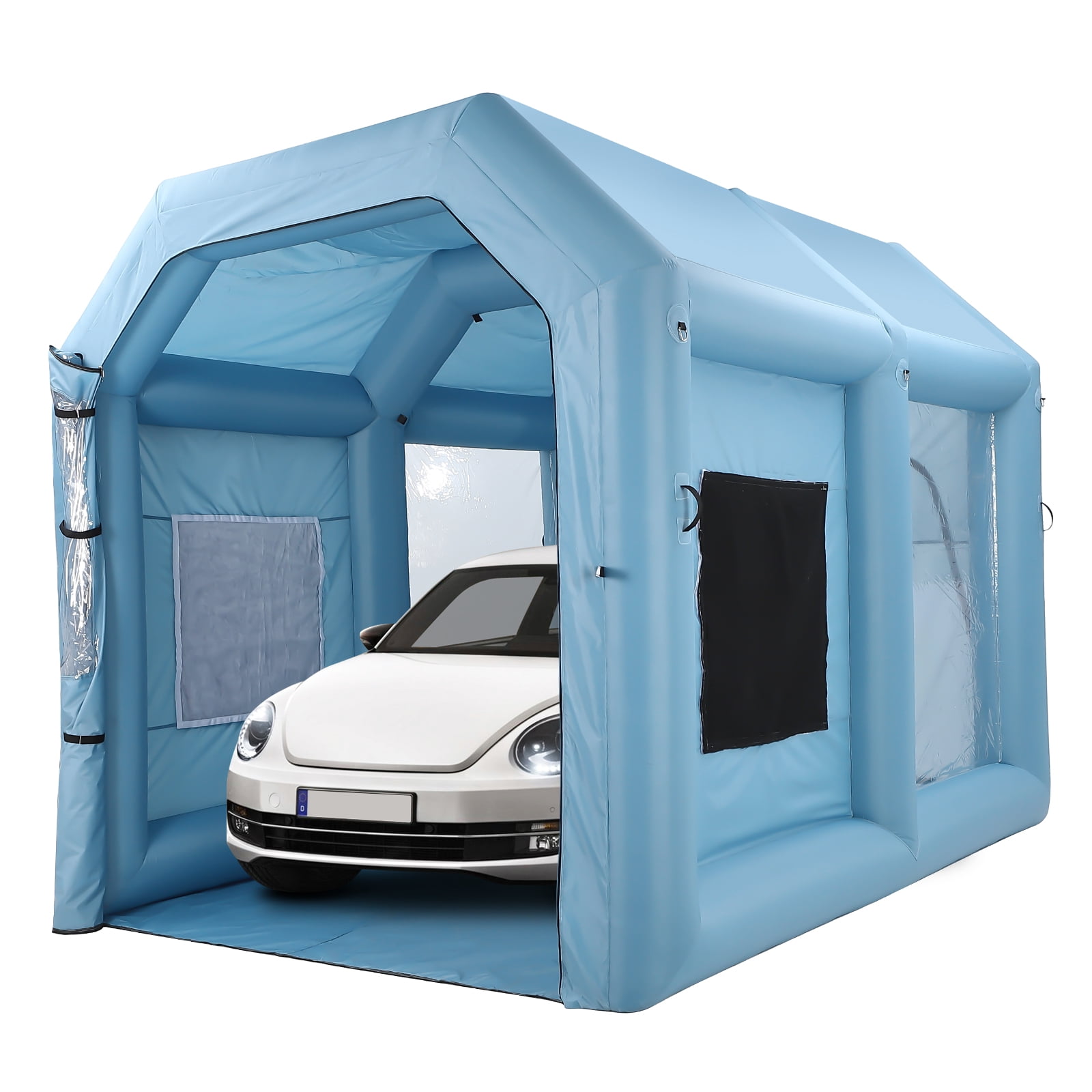 Inflatable Spray Paint Tent, Blue Portable Spray Shelter with 3-Layer HEPA Filtration & High-Speed Blower for Garage, Workshop, Car & Furniture