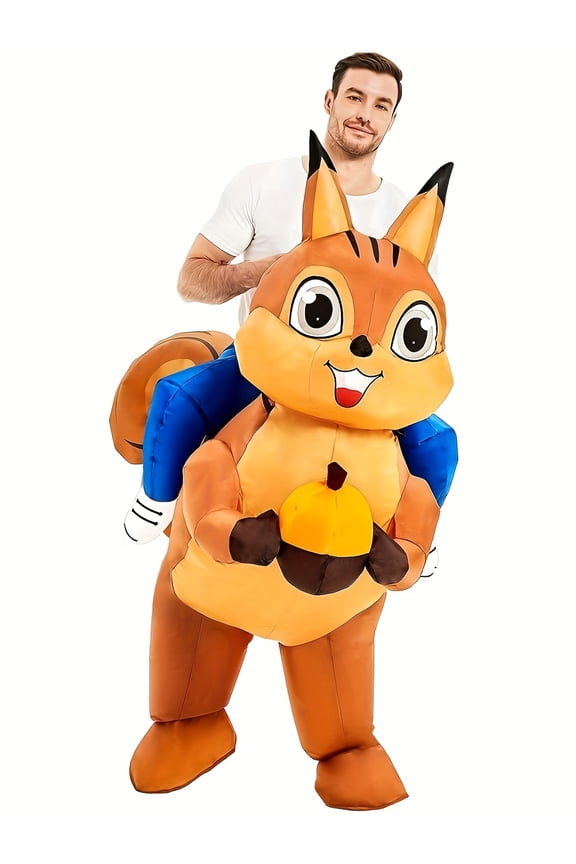 Inflatable Squirrel Ride-On Costume For Adults - Cute Forest Animal Party Outfit,Height 59"74.8",Squirrel