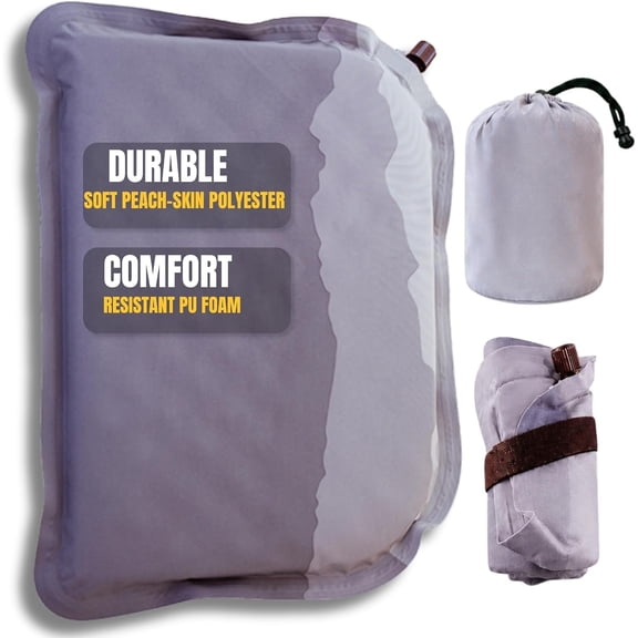 Inflatable Stadium Seat Cushion - Self-Inflating Memory Pad for Long Flights, Camping, Office, & Outdoor - Portable Bleacher Chair Cushion for Long Sitting Comfort (Grey)