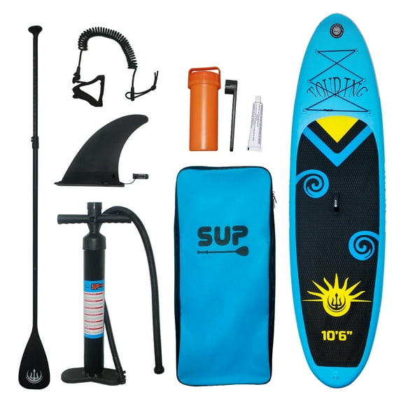 Inflatable Stand Up Paddle Board, 10’6” x 33” x 6” Inflatable Paddle Board with Premium Aluminum Paddle, Pump, Safety Rope, Repair Kit, Backpack, Non-Slip Comfortable Deck for Youth & Adults