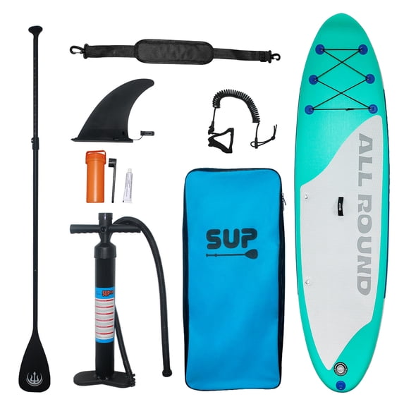 Inflatable Stand Up Paddle Board, 10’6” x 33” x 6” Inflatable Paddle Board with Premium Aluminum Paddle, Pump, Safety Rope, Repair Kit, Backpack, Non-Slip Comfortable Deck for Youth & Adults