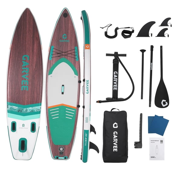 Inflatable Stand Up Paddle Board 11.5' Upright Paddle Board with Adjustable Aluminum Paddle, 33" Wide Stable Deck, Non-Slip Surface, for Adults & Youth
