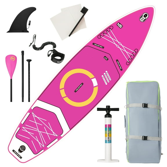 Inflatable Stand Up Paddle Board 11'x34"x6" - Baby Pink - American Design - Beach Style - Garden & Outdoor - Water Sports - Anti-slip Surface - Multifunctional - PVC Material - With Accessories