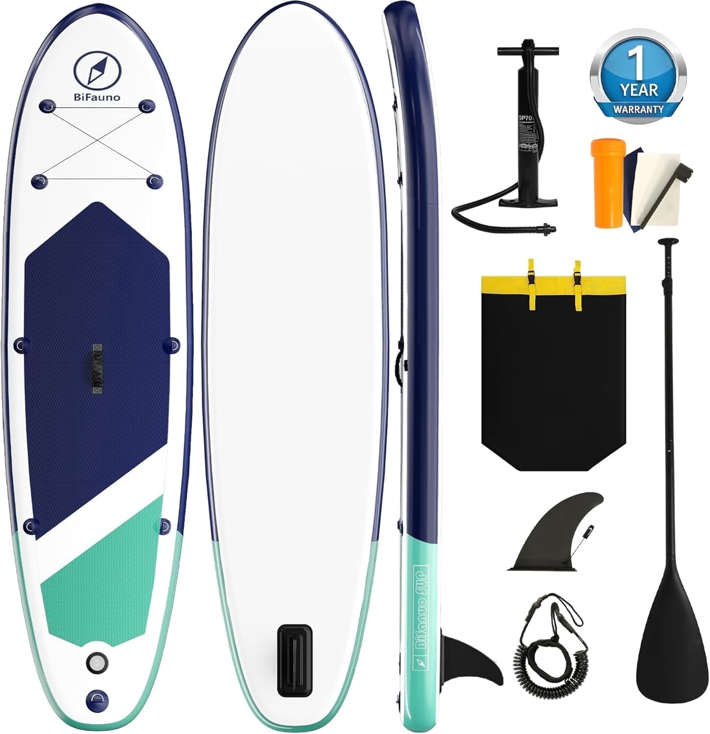 LHBcraft Inflatable Stand Up Paddle Board with SUP Accessories and Backpack Paddle Boards for Adults. Non-Slip Deck, Wide Stance, Bottom Fin, Double Action Pump