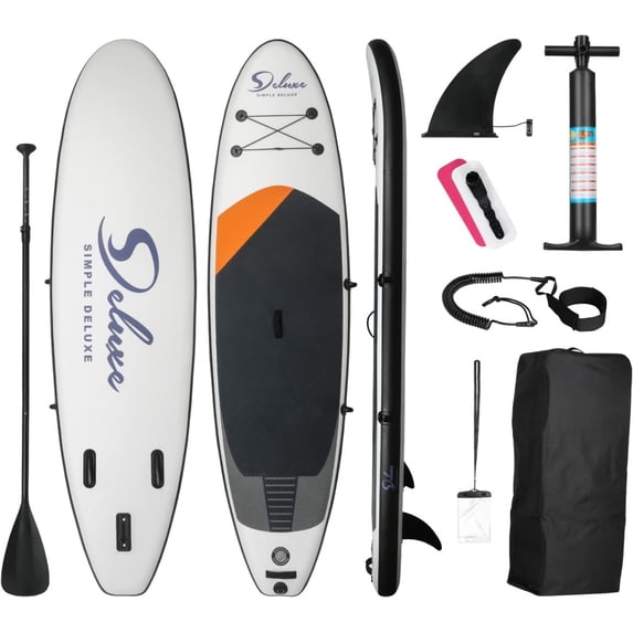 Inflatable Stand Up Paddle Board – Simple Premium SUP for All Skill Levels, Paddle Boards for Adults & Youth, Blow Up Stand-Up Paddleboards with Accessories & Backpack, Surf Control, Black