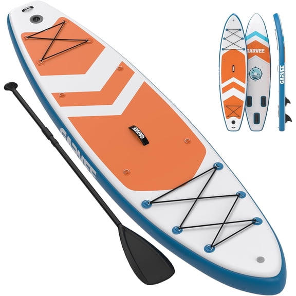 Inflatable Stand Up Paddle Board - Complete SUP Package with Non Slip Deck Air Pump and Lightweight Travel Backpack