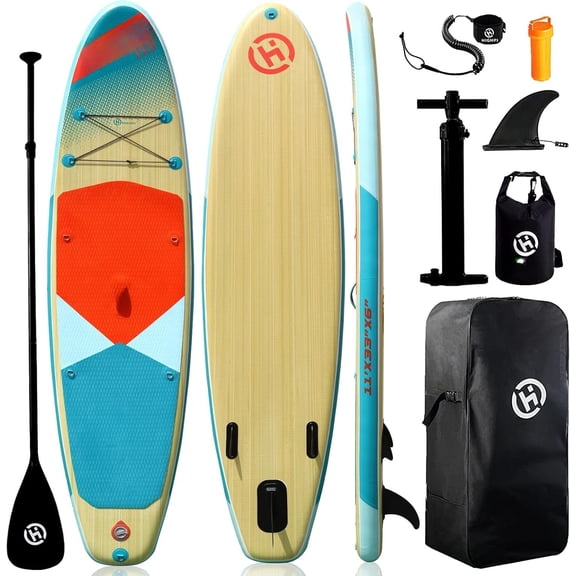 Inflatable Stand Up Paddle Board for Youth and Adults - Wide Sup with Accessories, Blow Up Paddleboard for Surfing, Fishing, Yoga &