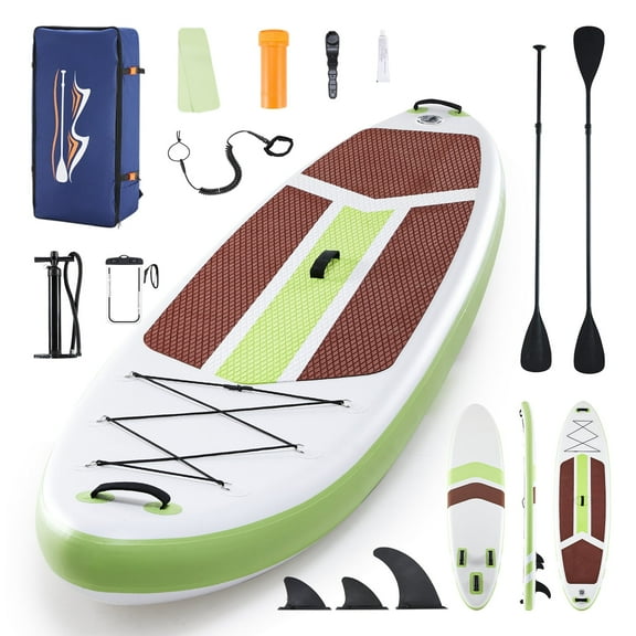 NON-BRAND Inflatable Stand Up Paddle Board, Green, 8.66 x 36.22 x 14.96 Inches, 28.2 Lbs, 400 Lbs Capacity