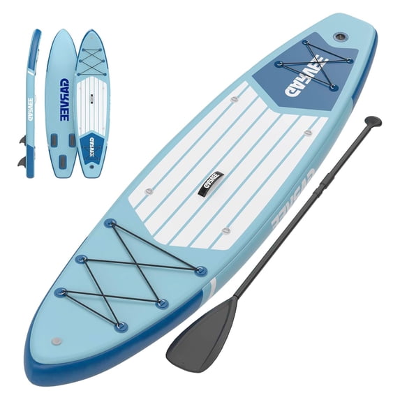 Inflatable Stand-Up Paddleboard, 10.6-Foot Paddle Board, Portable SUP for Yoga & Fishing, for Beginners, Large Paddle with Camera Mount