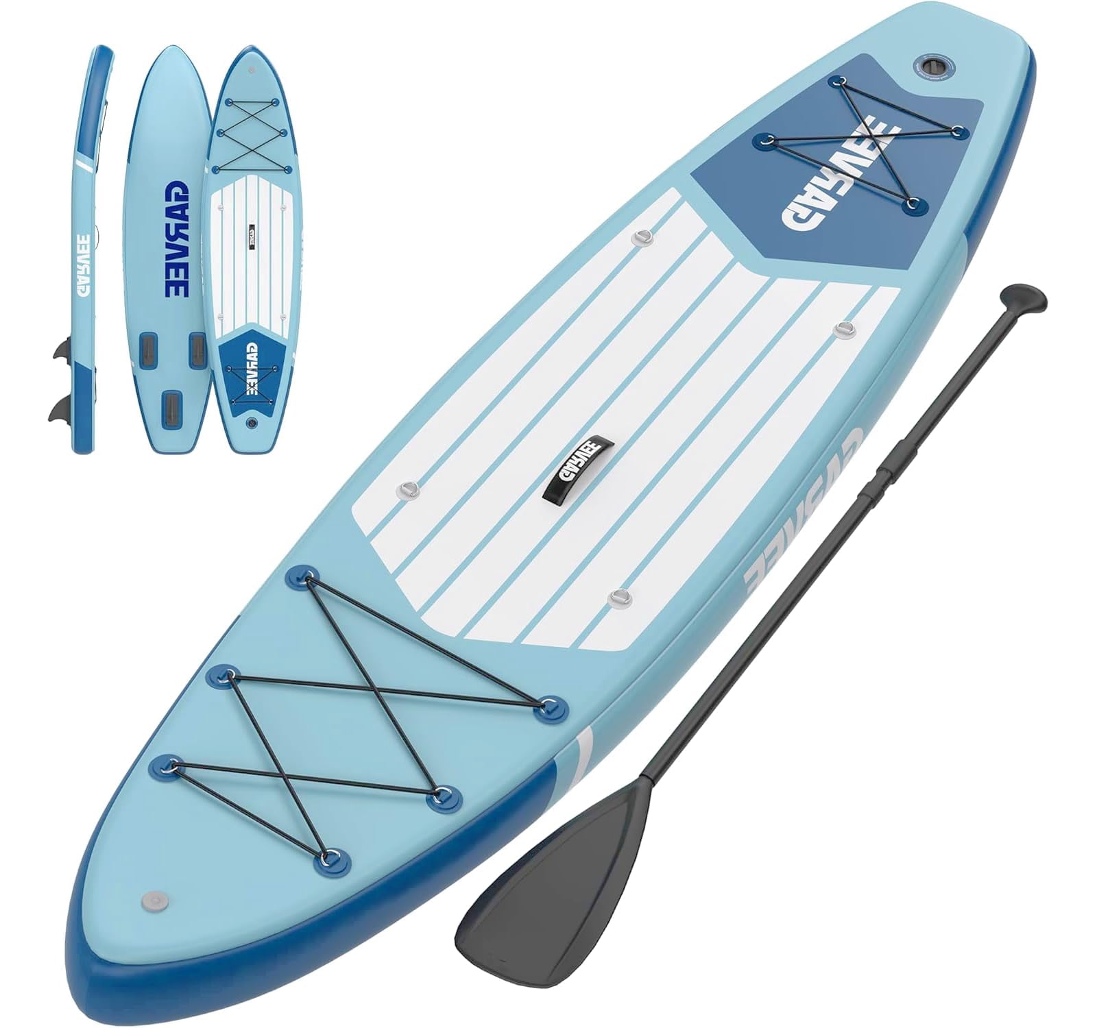 Inflatable Stand-Up Paddleboard, 11-Foot Paddle Board, Portable SUP for Yoga & Fishing, for Beginners, Large Paddle with Camera Mount
