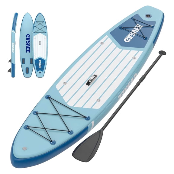 Inflatable Stand-Up Paddleboard, 11-Foot Paddle Board, Portable SUP for Yoga & Fishing, for Beginners, Large Paddle with Camera Mount