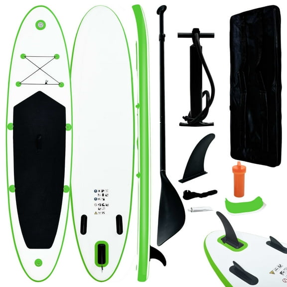 Inflatable Stand Up Paddleboard Set in Soothing Green and White for Adventures