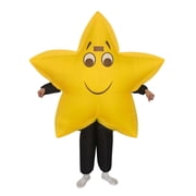 Inflatable Star Costume Yellow Smiling Blow Up Star Suit Unisex Funny Full Body Outfit for Halloween Christmas Parade Cosplay Party Fancy Dress