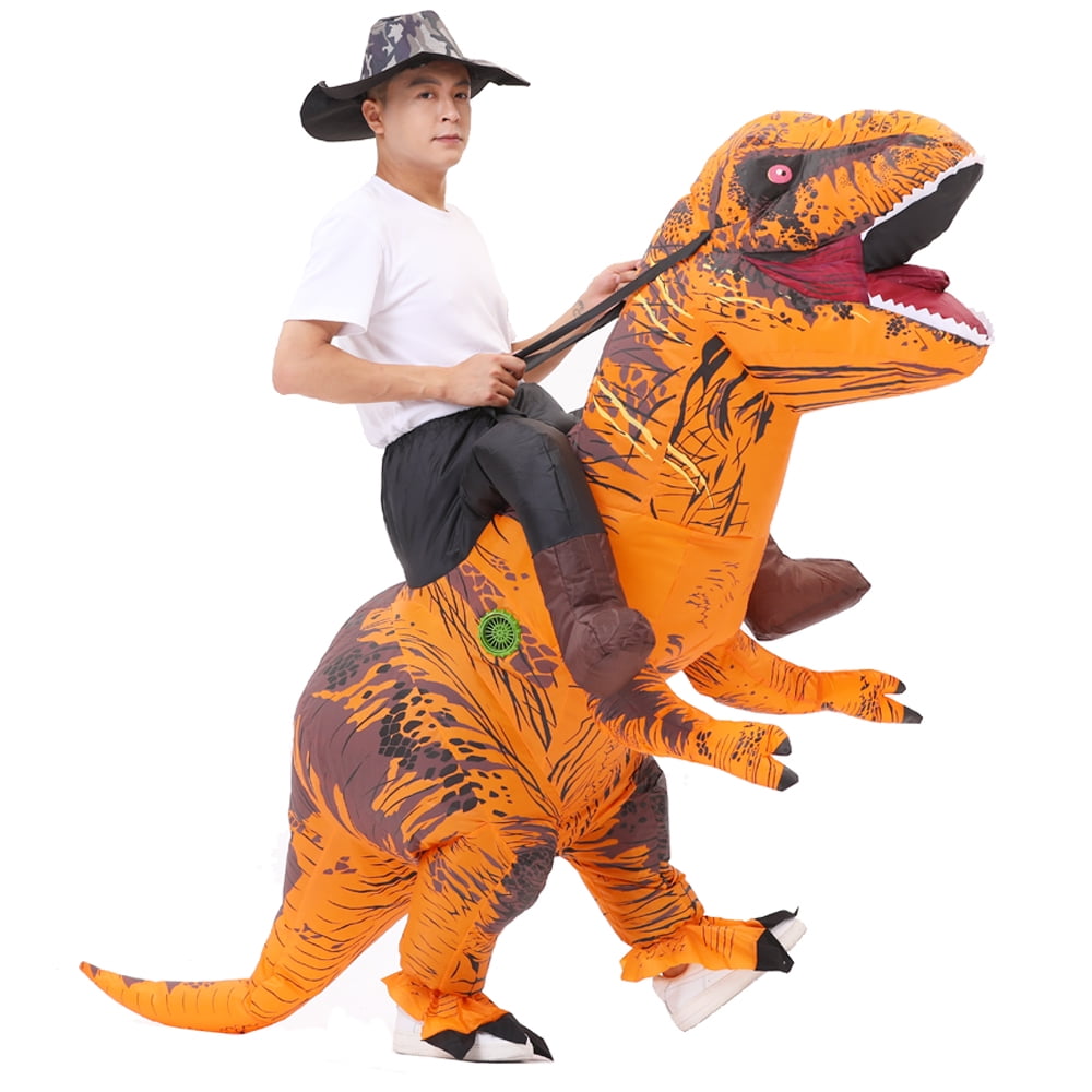 Inflatable Ride on CostumeDinosaur T-Rex Halloween Fancy Dress for Adult Costume Dragon Party Outfit animal themed Blow Up cosplay