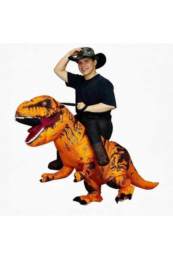 Inflatable Ride on Costume Dinosaur T-Rex Halloween Fancy Dress for Adult Costume Dragon Party Outfit animal themed Blow Up cosplay
