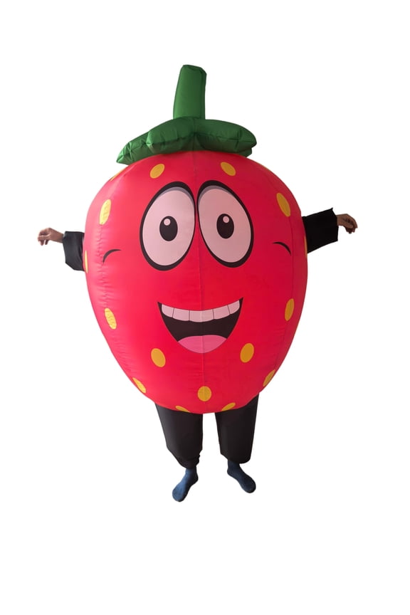 Inflatable Strawberry Costume for Adults, Funny Blow Up Fruit Suit, Cartoon Design, One Size Fits Most, Festival Cosplay, Carnival