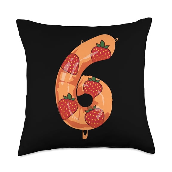 Inflatable Strawberry Number Balloon For Birthday Throw Pillow Y101