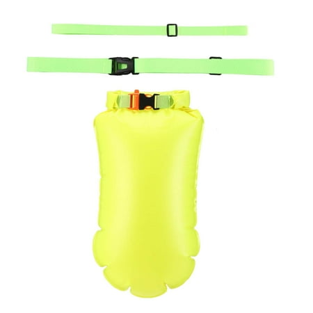 Inflatable Swim Buoy Waterproof Bag Floating Bag for Camping Outdoor Fishing Green 45cmx28cm
