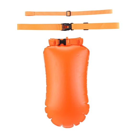 Inflatable Swim Buoy Waterproof Bag Ultralight for Outdoor Swimming Kayaking Orange 55cmx38cm