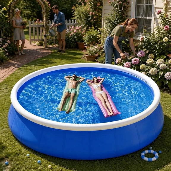 Inflatable Swimming Pool, 244X63 Size, Butterfly Design, PVC Material, Outdoor Use for Garden and Yard