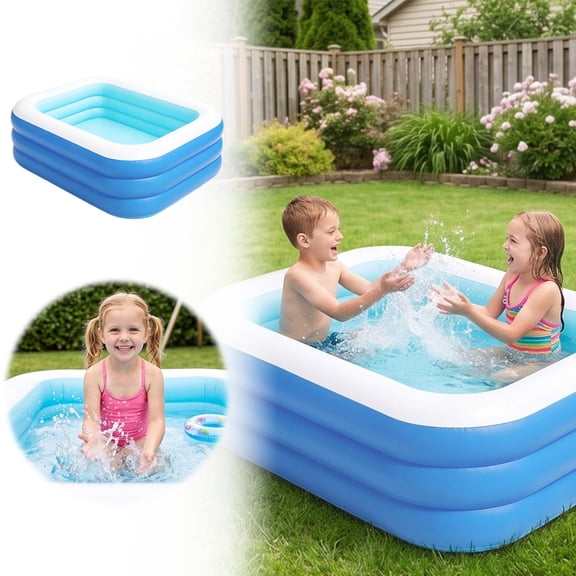 Inflatable Swimming Pool, 57×39×19 inch Inflatable Pool, Durable Family Pool, Summer Water Party, Quick Setup, Kids, Outdoor, Garden, Backyard