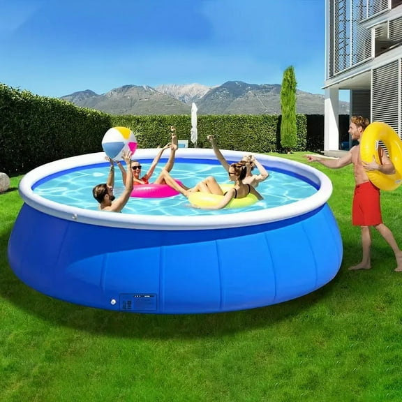 Inflatable Swimming Pool, 96" x 25" Large Swimming Pool for Family, Kids, Adult, Blow Up Pool for Garden, Backyard, Above Ground Pool