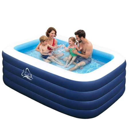 EISENFUER 100" x 60" x 30" Extra Deep Inflatable Swimming Pool, Above Ground Blow Up Family Pool for Backyard, Garden, Kids & Adults