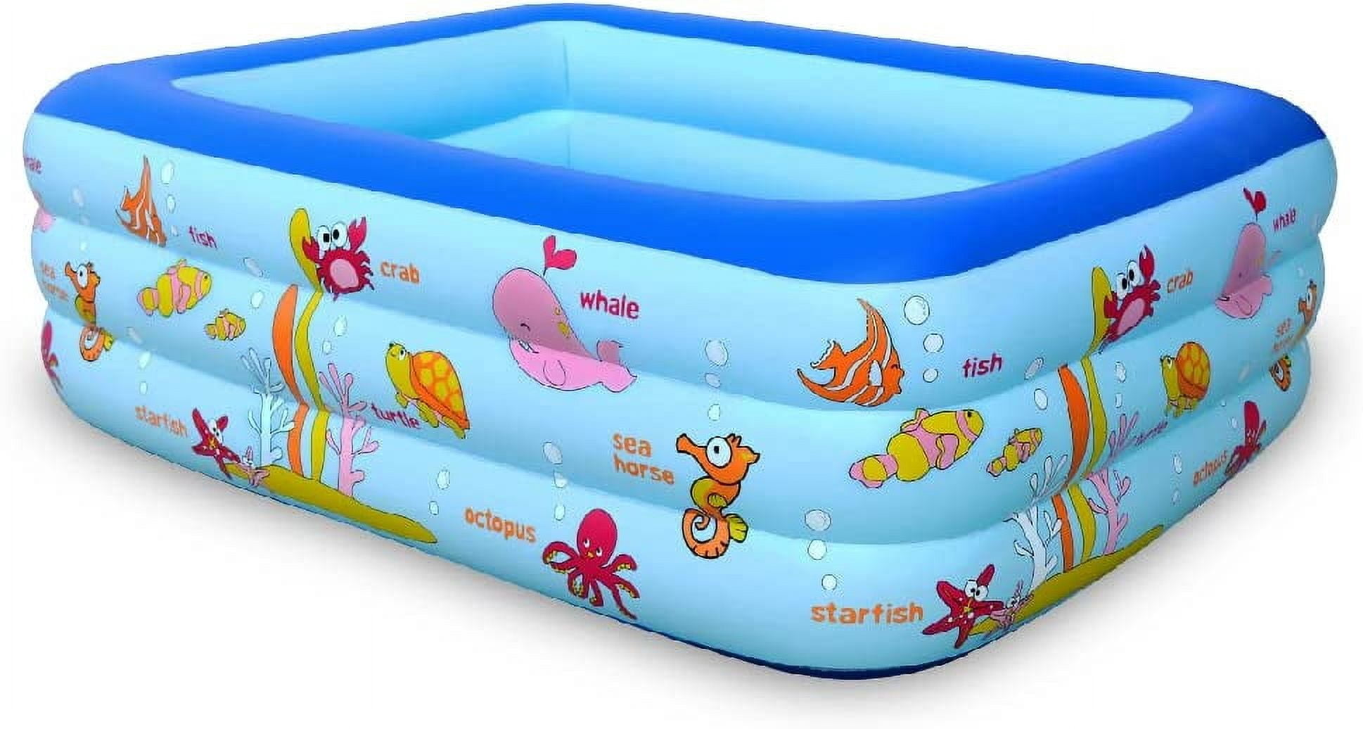 Inflatable Swimming Pool, Family Kiddie Pool, Full-Sized Inflatable Pool for Kids and Adults, Blow Up Lounge Pool for Backyard, Garden, Outdoor, Party
