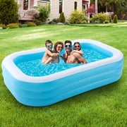 Inflatable Swimming Pool Fmaily Inflatable Pool Full-Sized Blow Up Pool Easy Set 95 x 56 x 22 for Baby Kids Adults Outdoor Backyard Summer Water Party