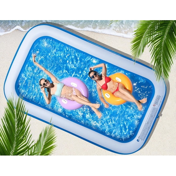 Inflatable Swimming Pool Full-Sized Lounge Pool for Kiddie, Adults, Easy Set Family for Backyard Summer Water Party Outdoor Kiddie Pools