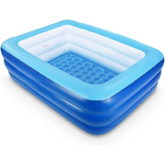 Inflatable Swimming Pool, Kiddie Pools with Inflatable Soft Floor, Durable Blow Up Pools for Backyard, Garden or Indoor