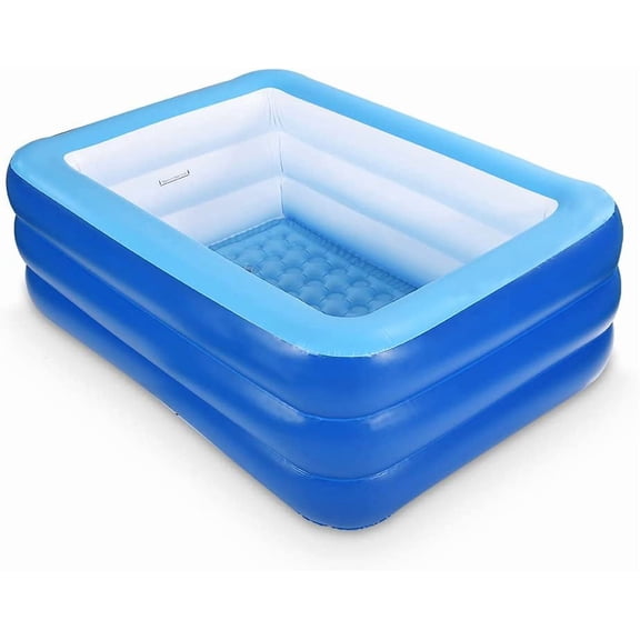 Inflatable Swimming Pool for Kids, 59" X 45" X 20" Kiddie Pools with Inflatable Soft Floor, Durable Blow Up Pools for Backyard, Garden or Indoor (Blue)