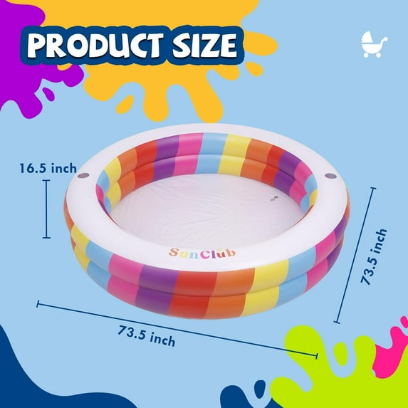 Inflatable Swimming Pool for Outdoor Garden - Round Pool with 73.5 Inch Diameter