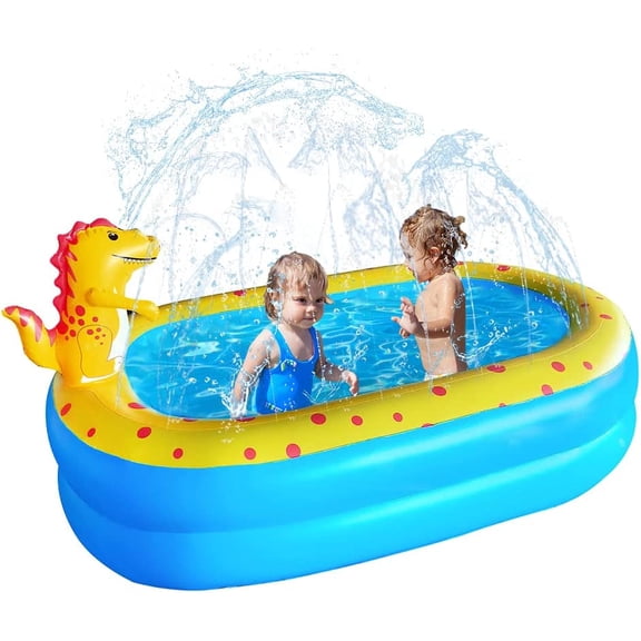 Inflatable Swimming Pool for s with Sprinkler, 67x41x32in Family Size Backyard Summer Water Play