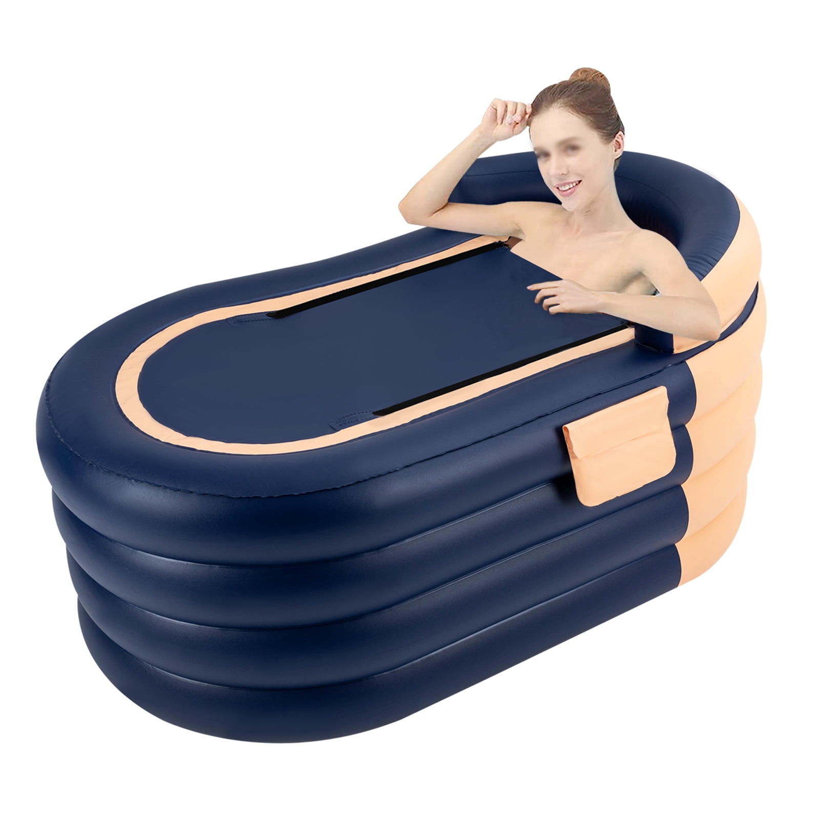 Inflatable Swimming Pool with Ergonomic Backrest, 220 lbs Capacity, Wireless Air Pump, Foldable Design, PVC, Easy to Clean and Portable
