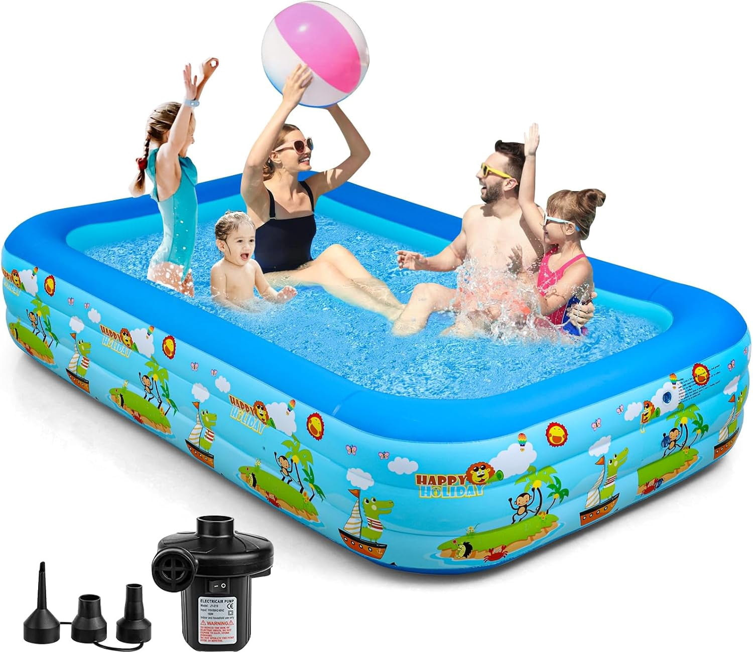 Kid Pool Inflatable Swimming Pool, 120" X 72" X 22" Kiddie