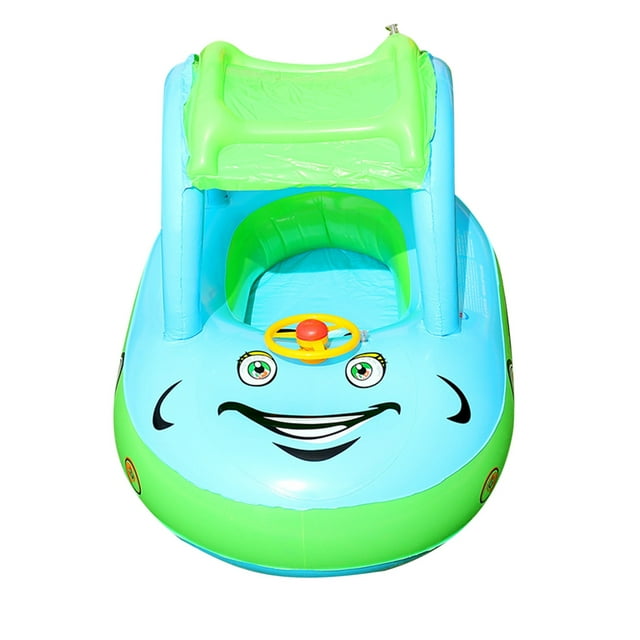 Inflatable Swimming Ring Car Baby Pool Float with Sun Protection Canopy