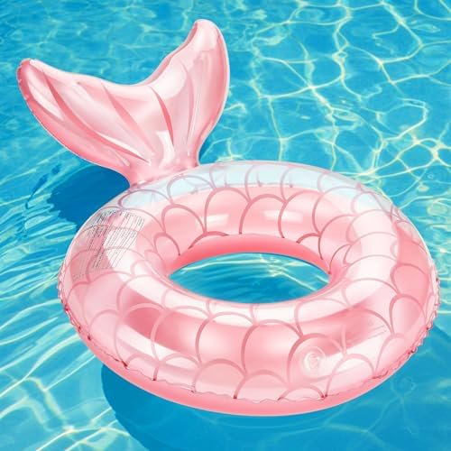 Inflatable Swimming Ring, Cute Pool Float Tube Decorations Swim Tubes Outdoor Pool Beach Water Floats Party Supplies Floaties Champagne Pink,70#