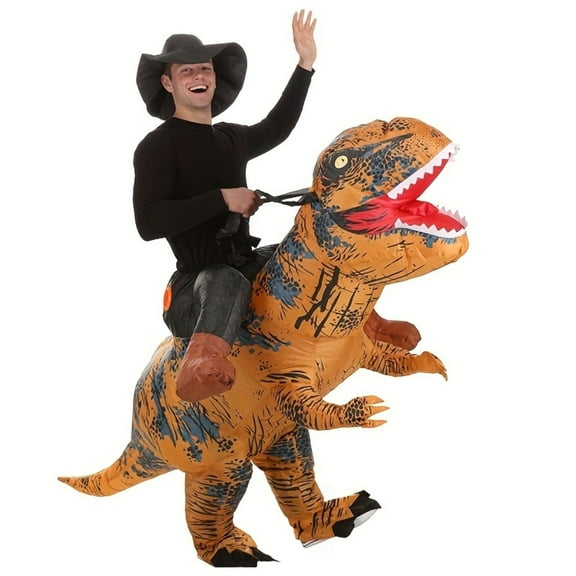 Dinosaur inflatable costume, Tyrannosaurus rex Halloween costume, suitable for adult funny inflatable party decoration costume (4.9-6.2 feet)