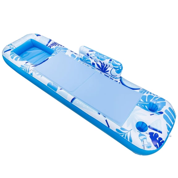 Inflatable Tanning Pool Float Tray – 61" L x 15.7" W Extra Large Tray with Non-Slip and Cooler Container, Designed for Sunbathing Bed, Tanning Lounge & Water Blow Up, Ball Pit, Party Gifts