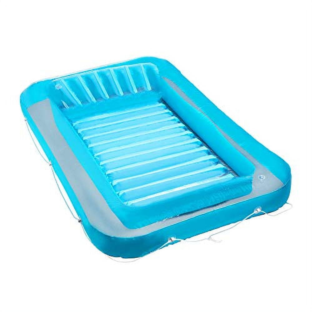 Inflatable Tanning Pool Lounge Float | Suntan Raft Float | Personal Pool Lounger | Tanning Pool with Pillow | Sunbathing Pool (Blue)