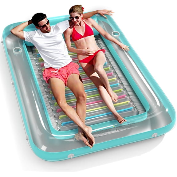 Inflatable Tanning Pool Lounger Float - 4 in 1 Sun Tan Tub Sunbathing Pool Lounge Raft Floatie Water Filled Tanning Bed Mat Pad for Adult Blow Up Pool
